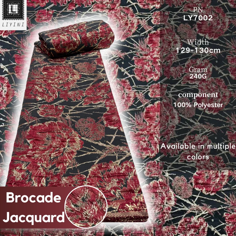 

Latest African Jacquard Brocade Lace Fabric 2025 Large Floral Embossed Smooth Satin Lace Fabric for Evening Dress Home Decoratio