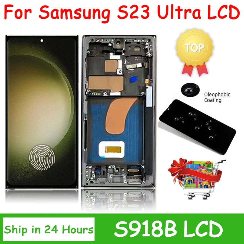 

S23Ultra Display With Frame For Samsung S23 Ultra 5G LCD SM-S918E S918B S918U S918N Display Touch Screen Digitizer Assembly