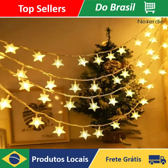 Luminária Cordão Fio De Luz De Led Estrelas Decoração - Neverdie Store