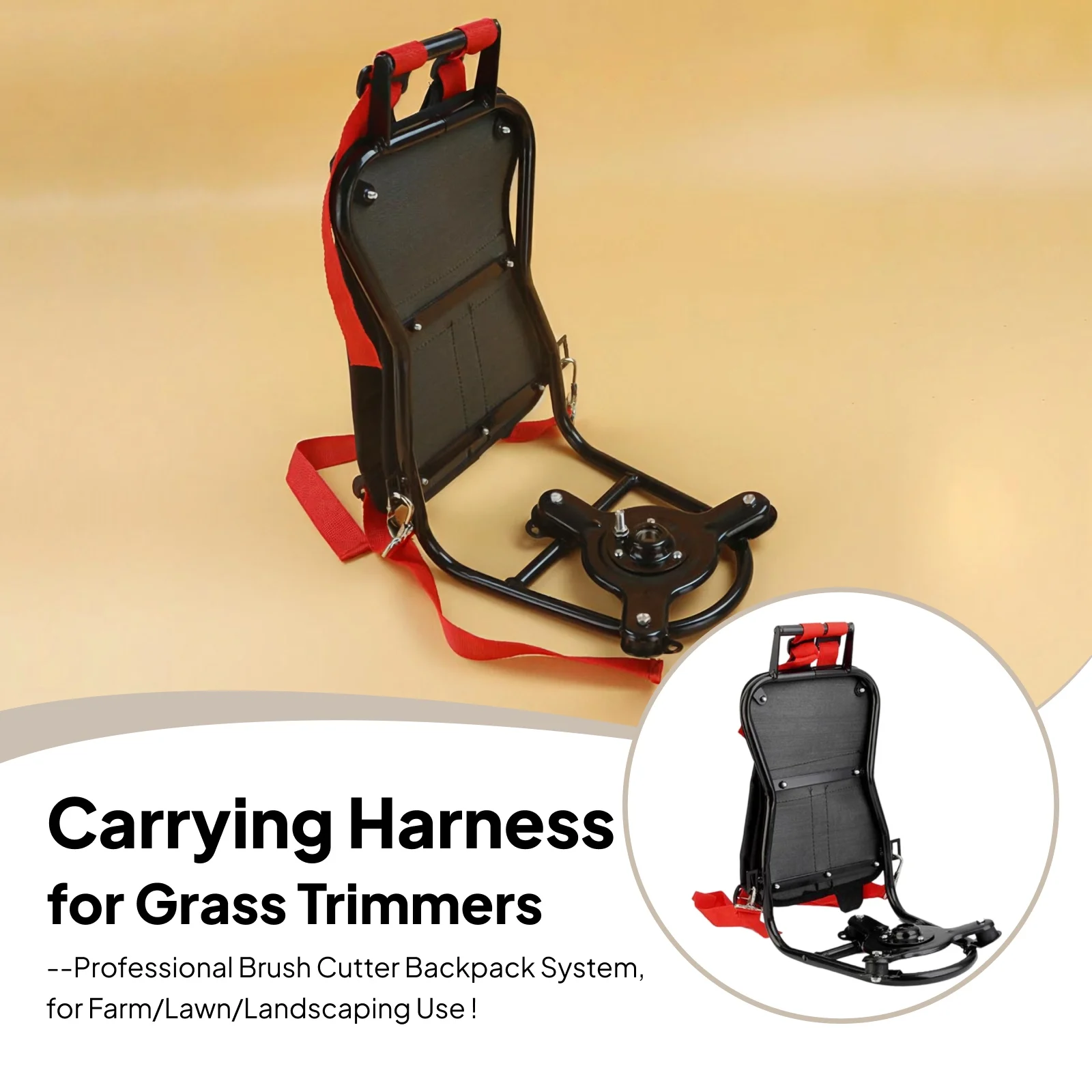 Brush Cutter Backpack System with Triangle Base Sturdy Accessories Ergonomic Trimmer Carrier Farm Lawn Landscaping Use