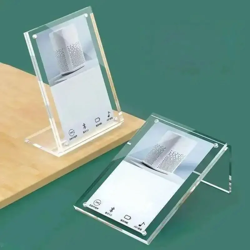 Porte-affiche magnétique en acrylique incliné en forme de L, présentoir en plastique, petite étiquette de prix de table, étiquettes de carte en papier, 90x60mm