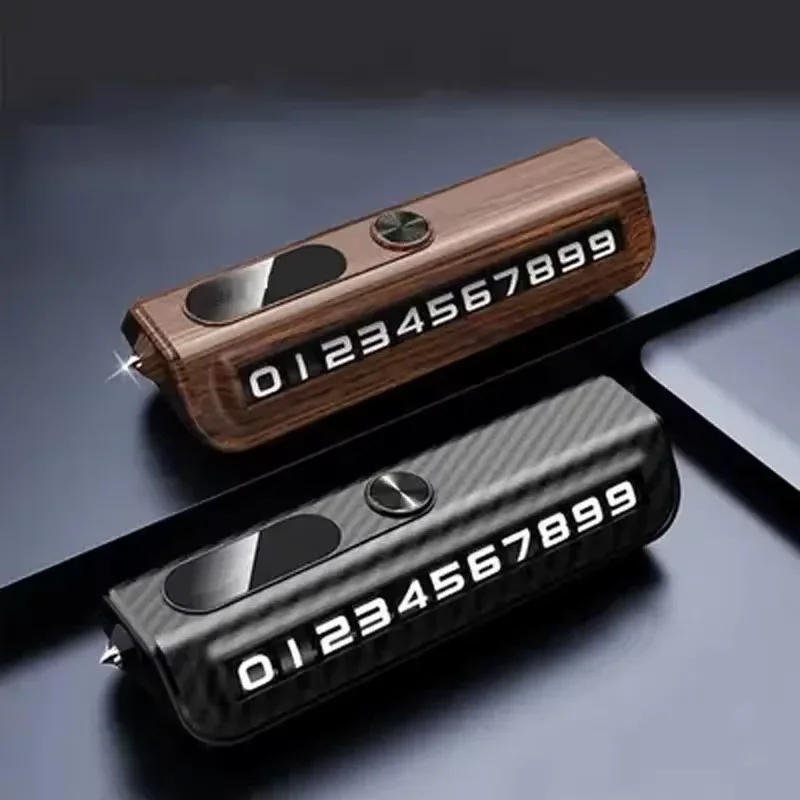 Multi-functional Auto Parking Number Interior Phone Number Car Decoration Temporary License Plate 2-in-1 Safety Window Breaker