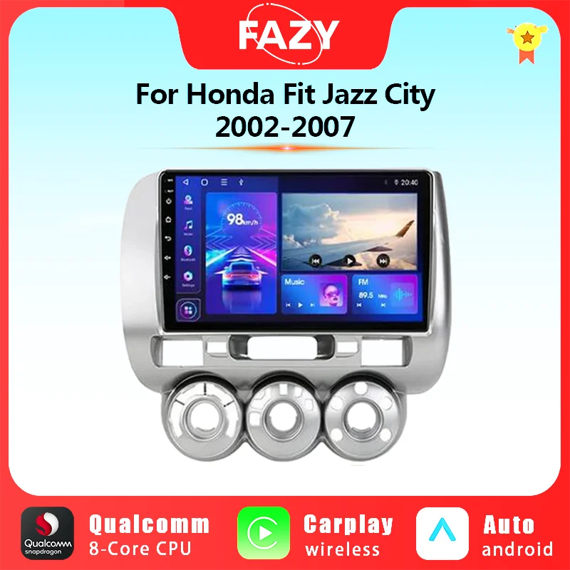 

9'' Android 12 Car Radio Screen For Honda Fit Jazz City 2002-2007 Carplay Multimedia Video Player GPS Navigation Stereo 4G WIFI