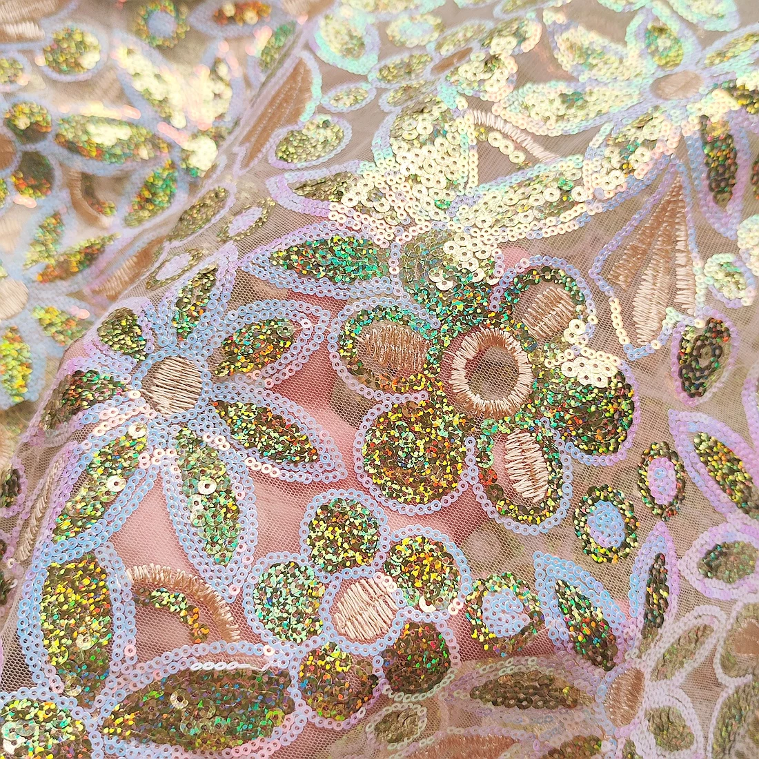 

Gold African Sequence Lace Fabric 2026 Swiss Mesh Embroidery High Quality Luxury French Nigerian Lace for Clothing And Crafts