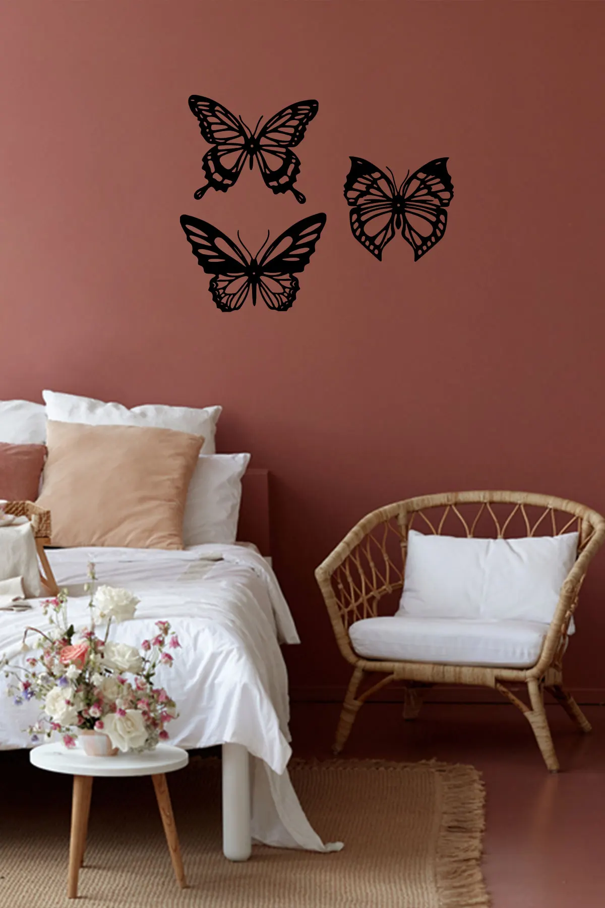 3 Pieces Butterfly Wood Wall Art Wall Room Home Access 50x38cm Office Living Room Bedroom Kitchen