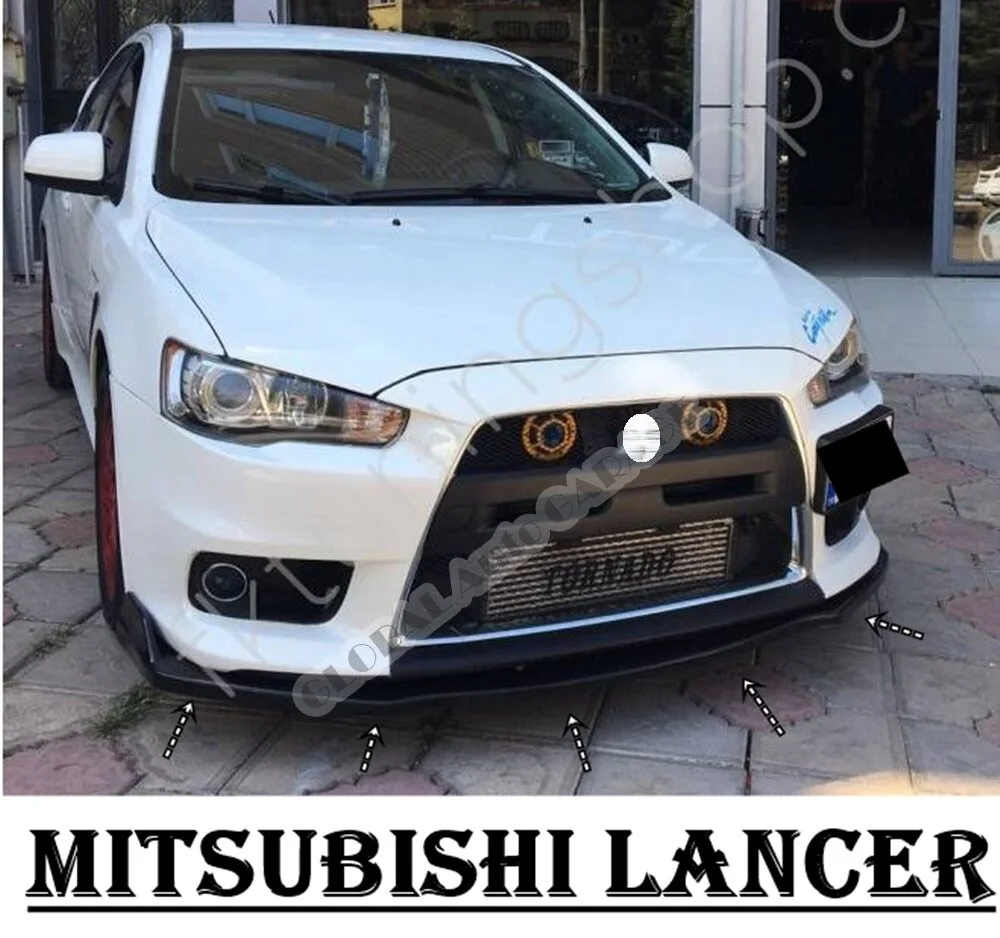 

For Mitsubishi Lancer Front Bumper Attachment Lip 1992-2016 Piano Glossy Black Splitter Diffuser Universal Spoiler Bumper Flaps