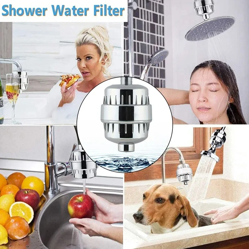 15-20 Stages High Output Shower Water Filter to Remove Chlorine Fluoride Heavy Metals Filtered Soften Hard Water for Shower Head