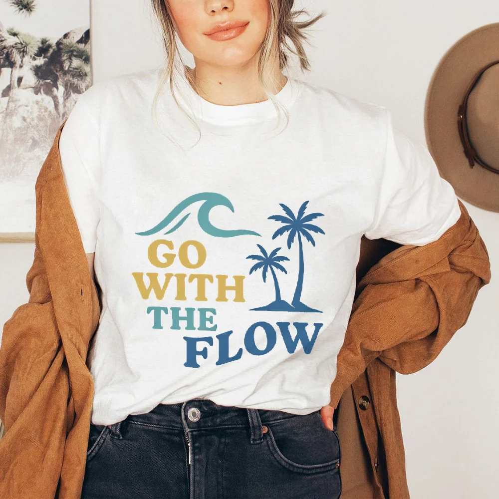 

Футболка Go With The Flow, летняя короткая рубашка, одежда, одинаковые детские футболки для отпуска, наряд для отдыха, мама и я