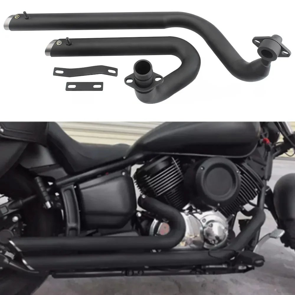 Motorfiets Uitlaatpijp Kit Volledige Silencer Uitlaten Slepen Leidingen Voor Yamaha V-Star 650 XVS 650 XVS400 Dragstar 650 400 accessoires - afbeelding 2