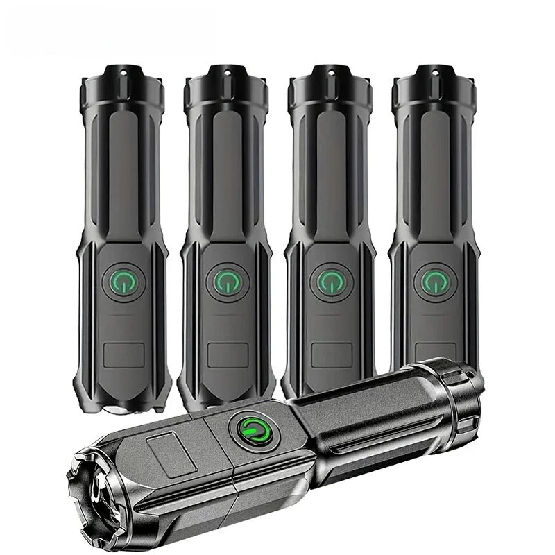 4 modes d'éclairage lampes de poche LED fortes Zoom télescopique torche tactique USB 18650 projecteur Portable lampe de poche de Camping longue portée