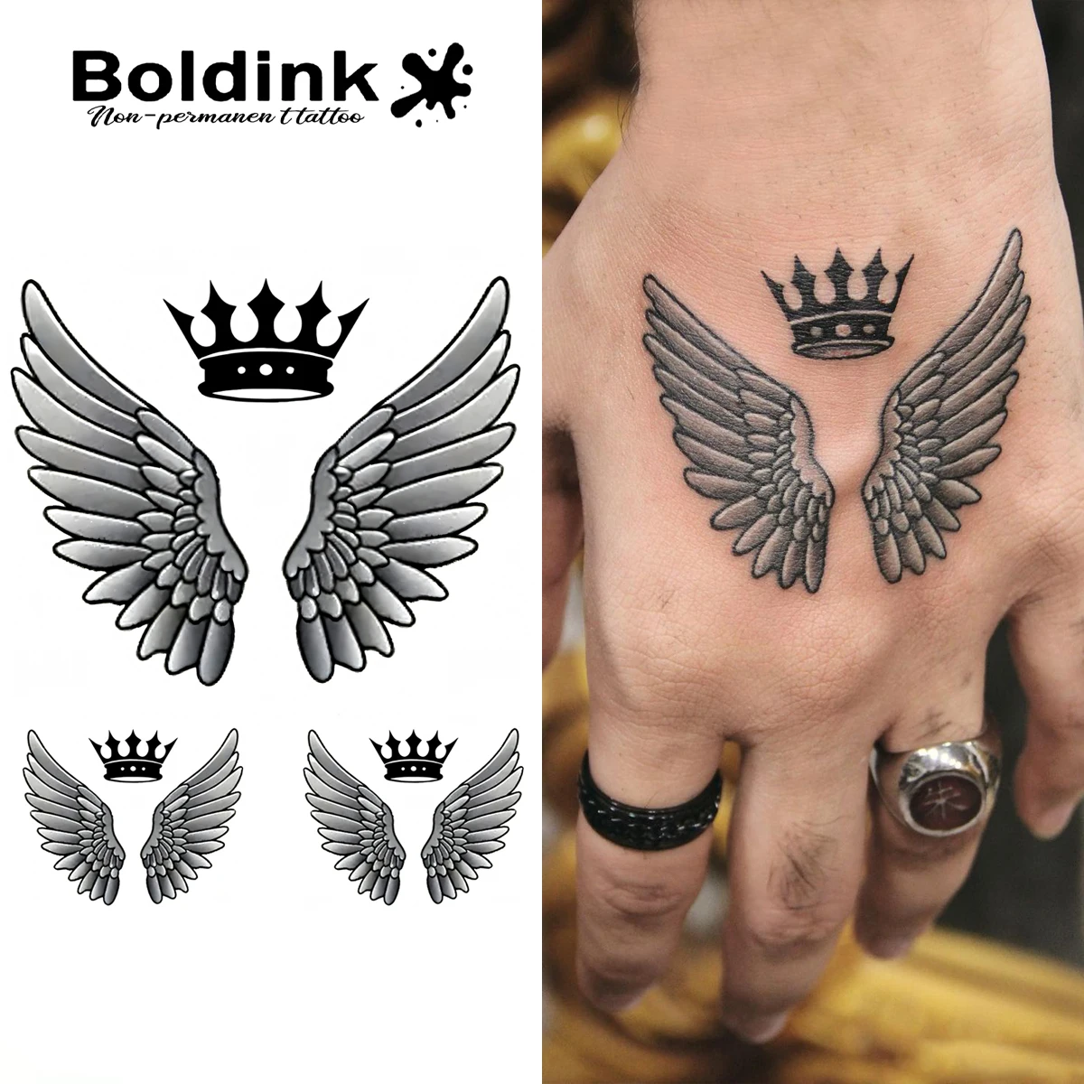 

Wings Temporary Tattoo,Lasts To 15 Days New Technology Magic Waterproof Semi Permanent Sticker.