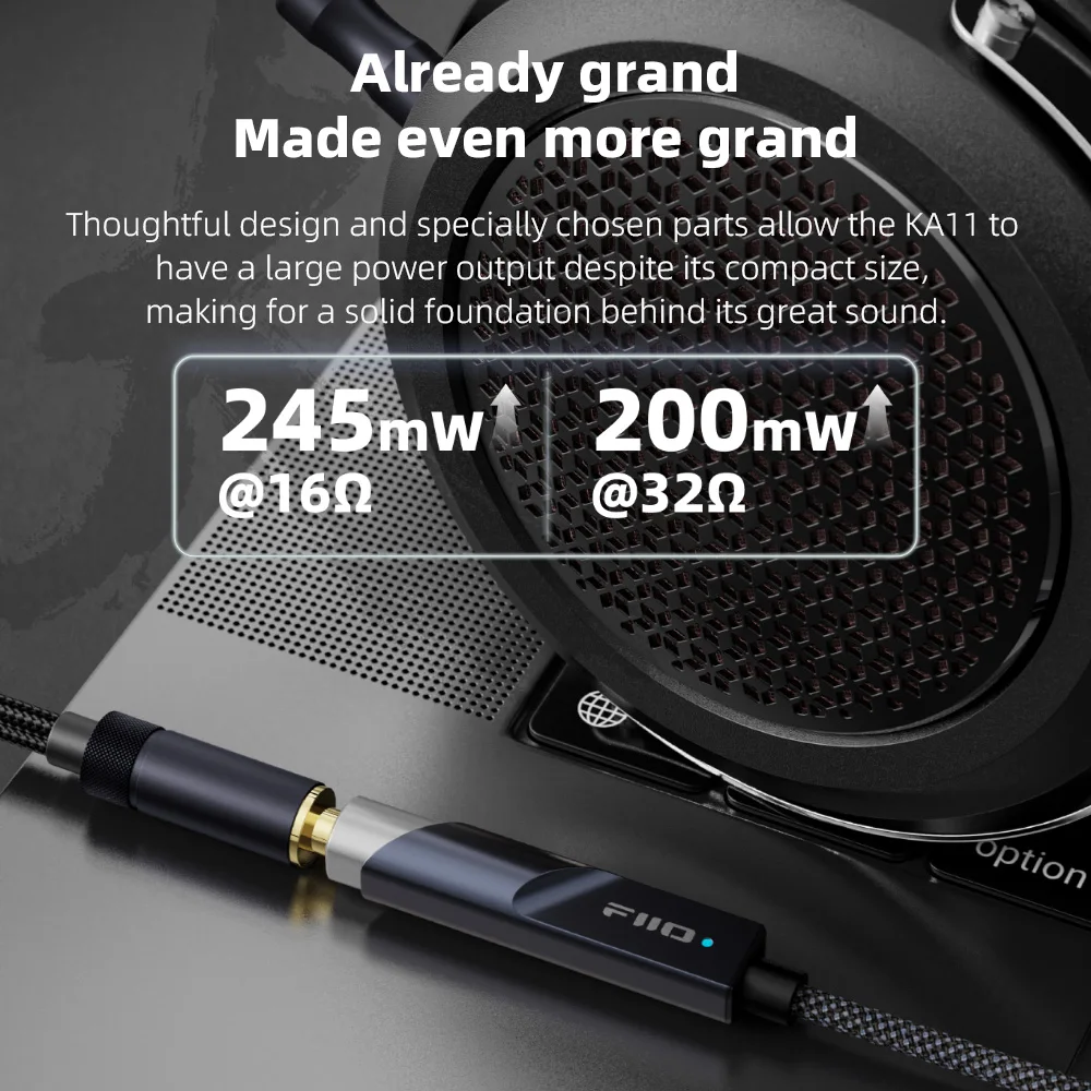 FiiO/JadeAudio-Adaptador de Audio KA11 tipo C/Lightning a 3,5mm, 32 bits/384KHz, Dongle USB, amplificador DAC HiFi para Android/iOS/Win