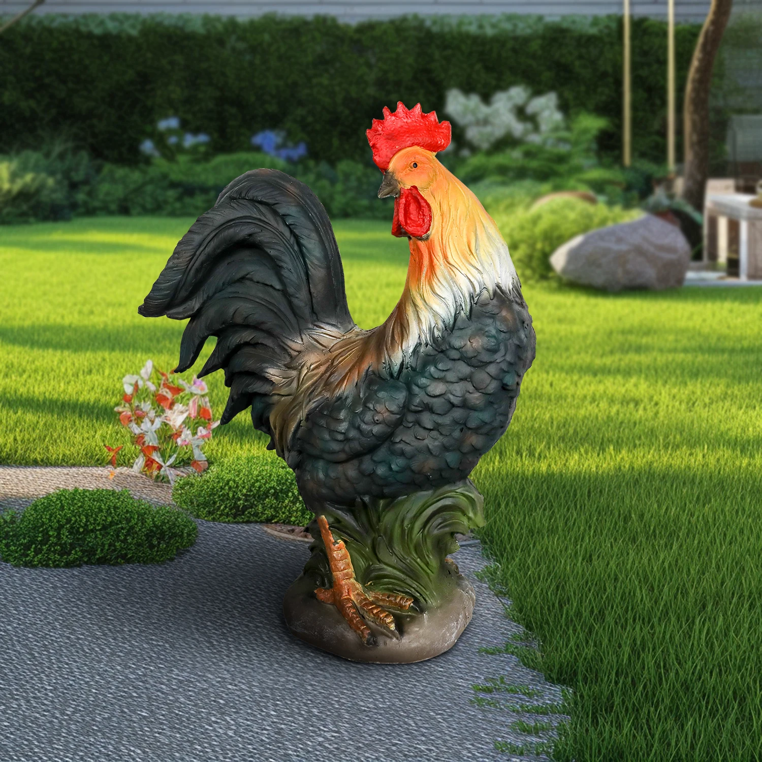 

Naturefulls22.8''Outdoor Rooster Garden Statue-Large Concrete Chicken Decorative Rooster Art Decor Statue for Outdoor Home Decor