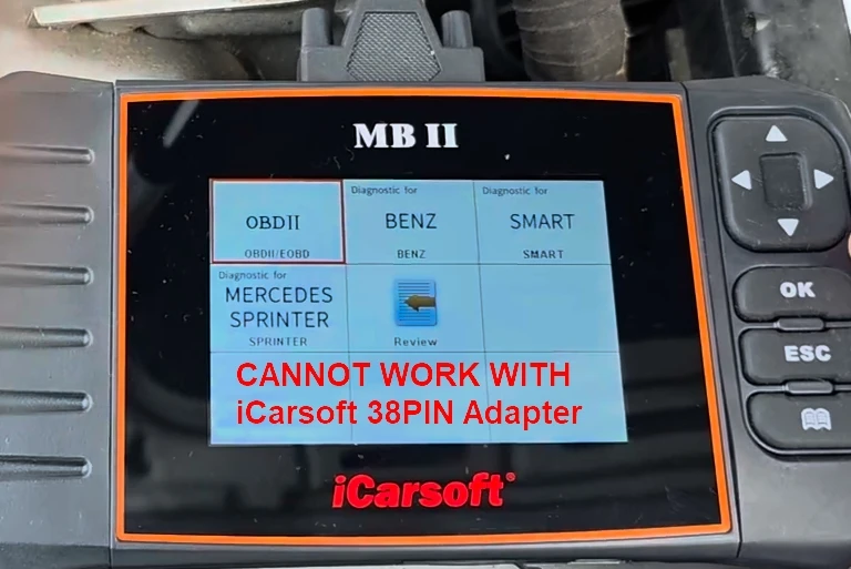 NUR FÜR ICARSOFT-PRODUKTE iCarsoft BENZ-38PIN ROTER Adapter OBD 1 Anschluss, für C 210, S140, CLK208, SLK170, SL129 – Detail 1