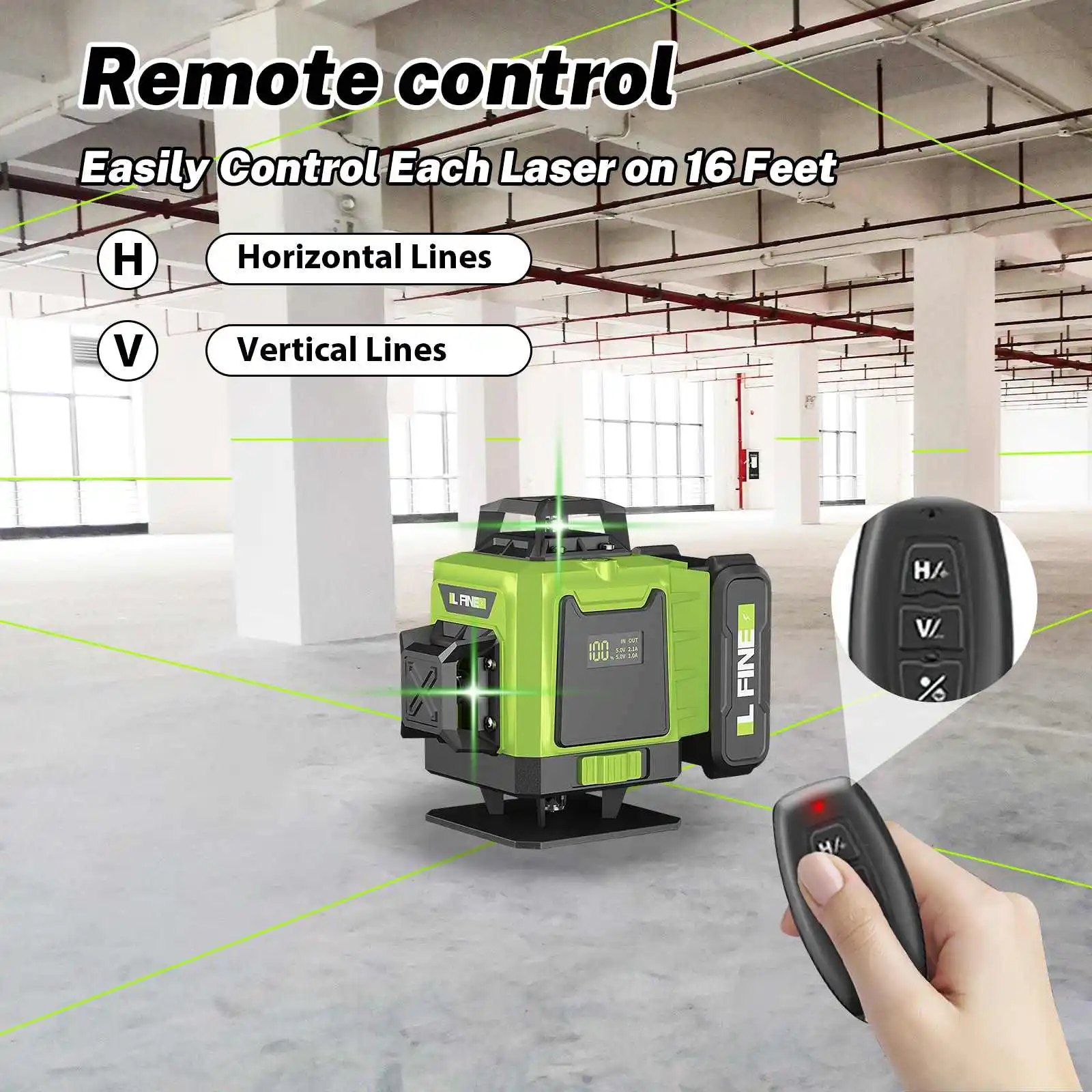 LFINE Professional 4D 16 Lines Laser Level High-precision Automatic 360°Self-leveling Laser Level Horizontal Vertical Level Tool