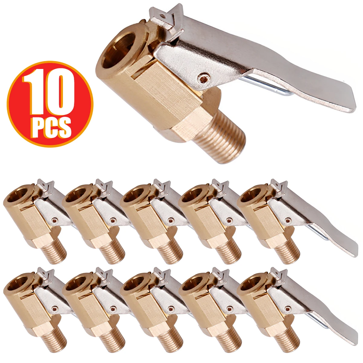 10PCS 8V1 7.8mm Car Tire Inflator Compressor Pump Quick Connector Air Chuck Nozzle Brass American-style Tyre Adapter