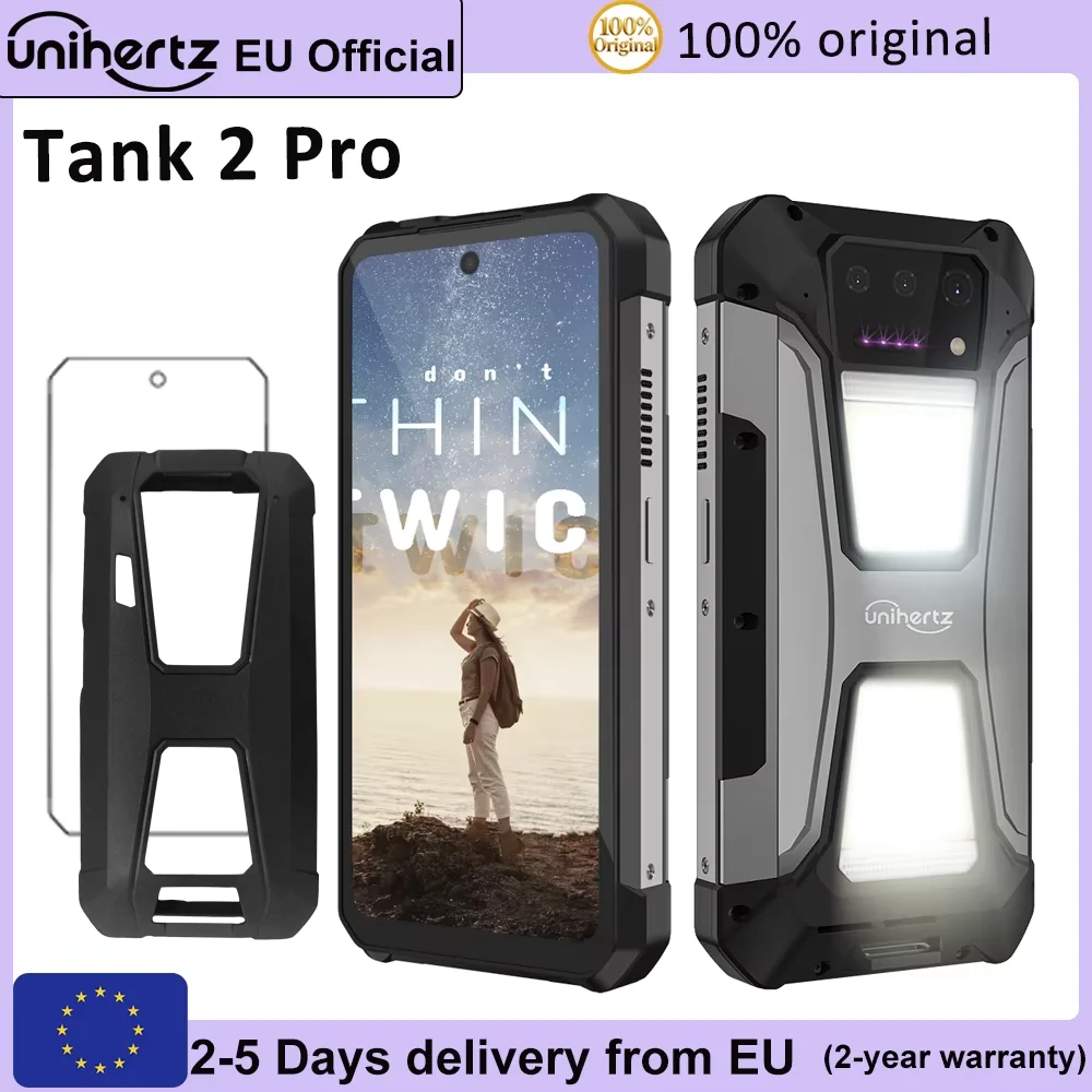 Unihertz Tank 2 PRO 8849 Smartphone robusto con proiettore 512GB 24GB 2.4K Telefono cellulare Android 14 23800 mAh 100MP 64MP NFC Phone
