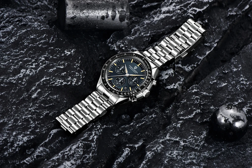 PAGANI DESIGN Neue Herren-Quarzuhr Goldene Monduhr Herren VK63 Speed Sport-Chronograph AR Saphir Leuchtend Lokaler Versand – Detail 6