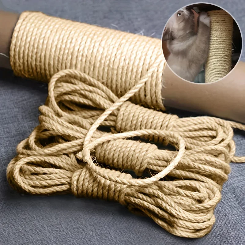 4mm/6mm/8mm /10mm Natural Sisal Rope Cat Scratcher Rope Tree Scratching DIY Toy Scratching Post Cat Paw Claw Furniture Protector