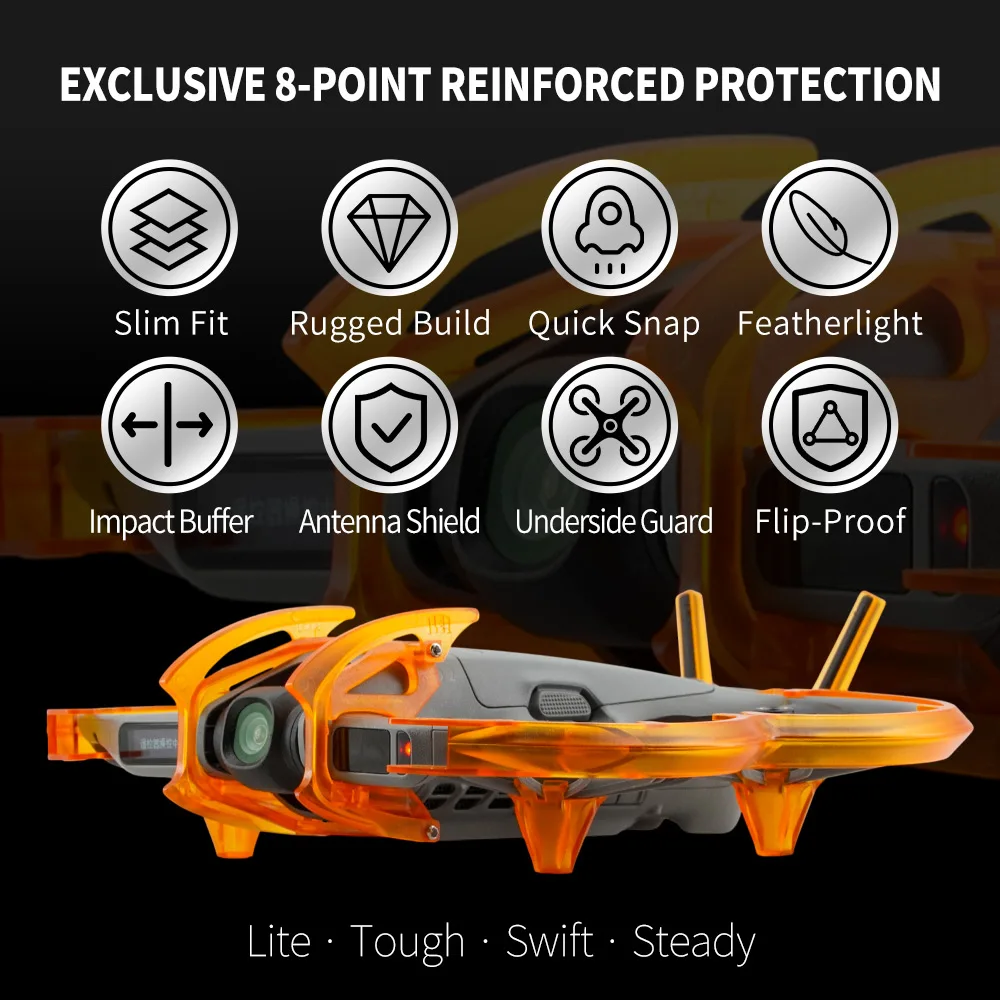 DJI Neo 2 PC Injection-Molded Protection Accessory Kit (Not 3D Printed): Gimbal Guard, 4 Legs, Tail Fin, Dual Rings, Multi-Color