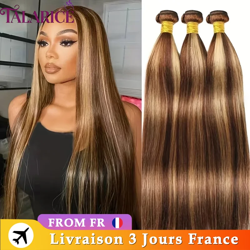 Hoogtepunt Ombre Rechte Bundels Menselijk haar Braziliaans Remy-haar P4/27 Menselijk haar Weefbundels Honingblond Voor Vrouwen Extensions