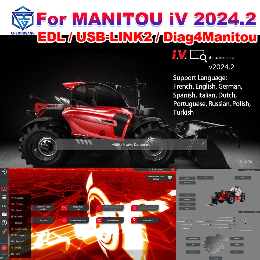 For MANITOU iV 2024.2 Interactive View For MANITOU AL/ ALT/ BT/ MC/MLA/MSI/MLT ETC Diagnostic Support EDL USB LINK2 Diag4MANITOU