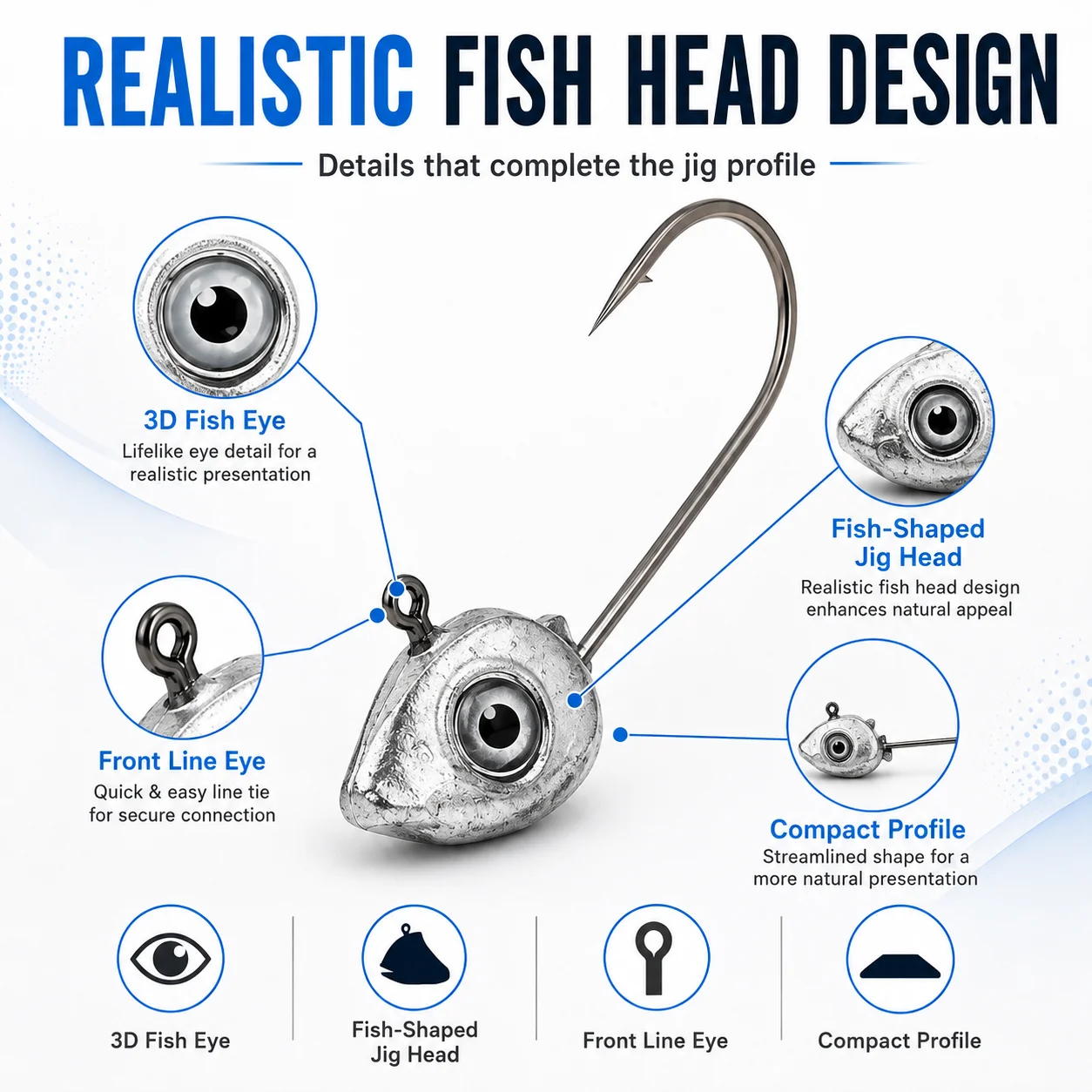 10PCS Fish Head Jig Hooks with - Fishing Hook Offset recension och pris