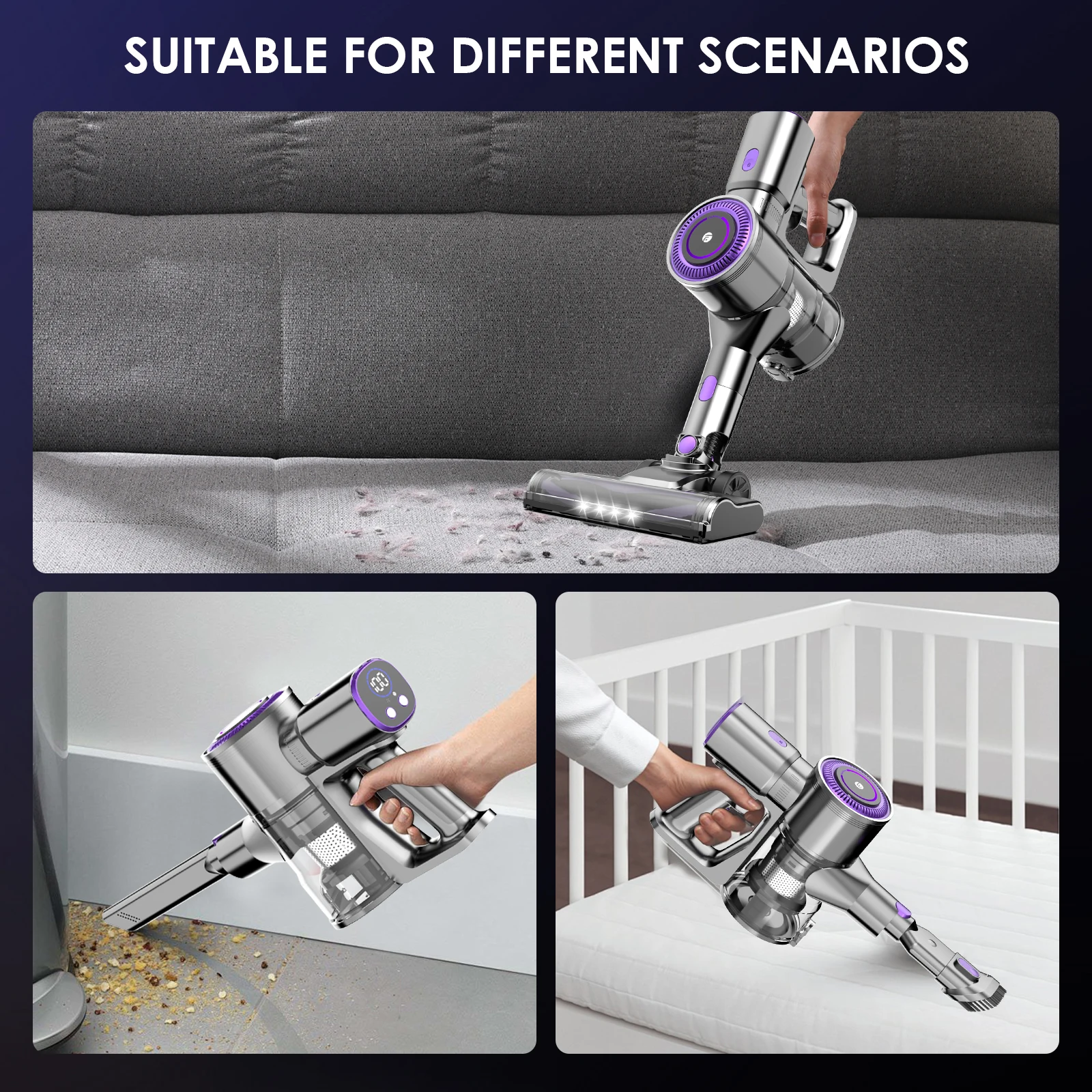 Picture 6: FixtFixer X7 55KPA Cordless Vacuum Cleaner, Cordless Vacuum with HEPA×4, Anti-Tangle Brush, Freestanding, Handheld Vacuum Cleaner 6 En 1 Lightweig for Pet Hair/Carpets