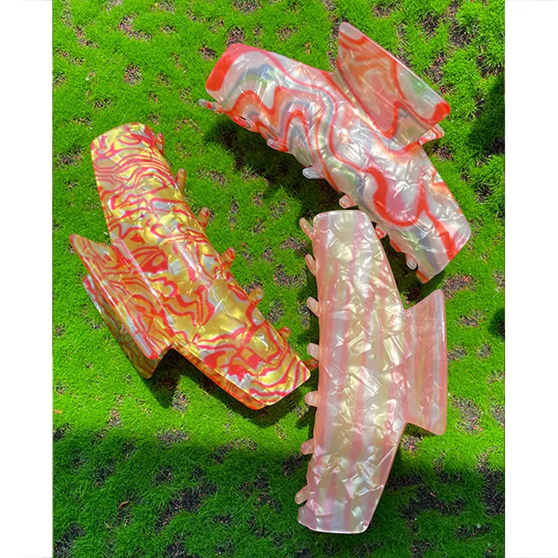 Colorful Boom Large Acetic Acid Resin Hair Clips for Women Party Jewelry Makeup Clip Daily Vacation Headdress HUANZHI 아세트산 헤어 클립