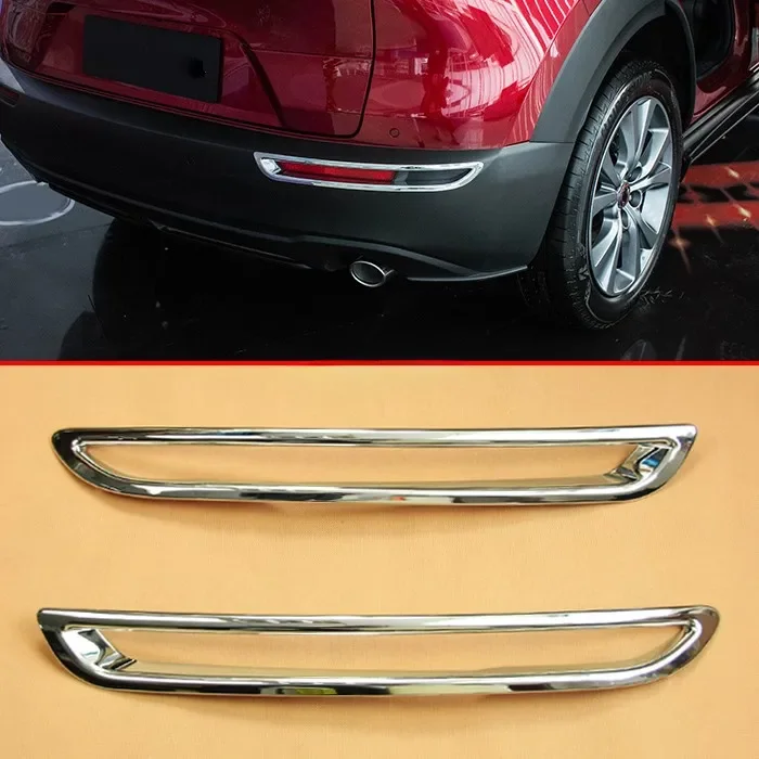 For 2020-2025 Mazda CX30 CX-30 Chrome Car Exterior Rear Bumper Fog Lights Decoration Cover Lamps Trims 2Pcs 2021 2022 2023 2024