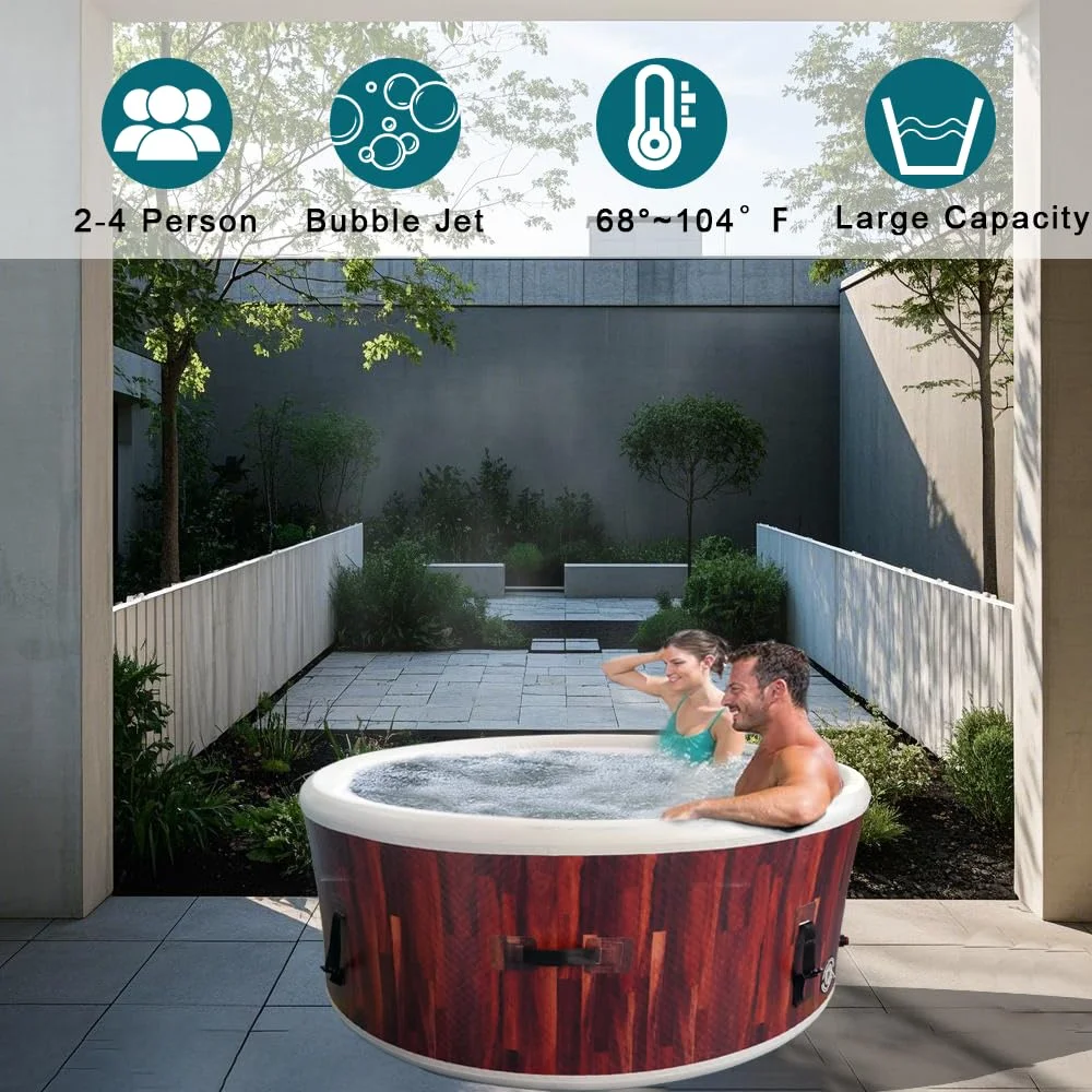 Stock 150*65cm Inflatable Hot Tub Portable PVC Outdoor Spa with Heater Pump and Insulated Cover For Home Backyard Relaxation 59”