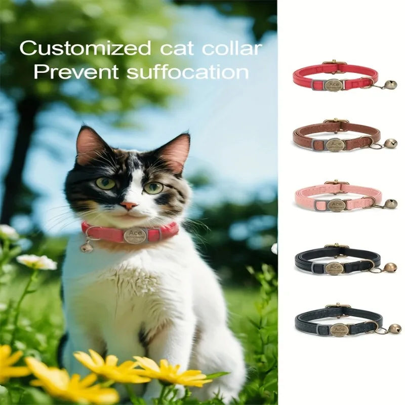 Maßgefertigtes Katzenhalsband aus PU-Leder, Sicherheits-Breakaway-Halsband für Kätzchen und Welpen, Anti-Verlust-Halsband für Katzen, Kostenlose Gravur – Detail 6