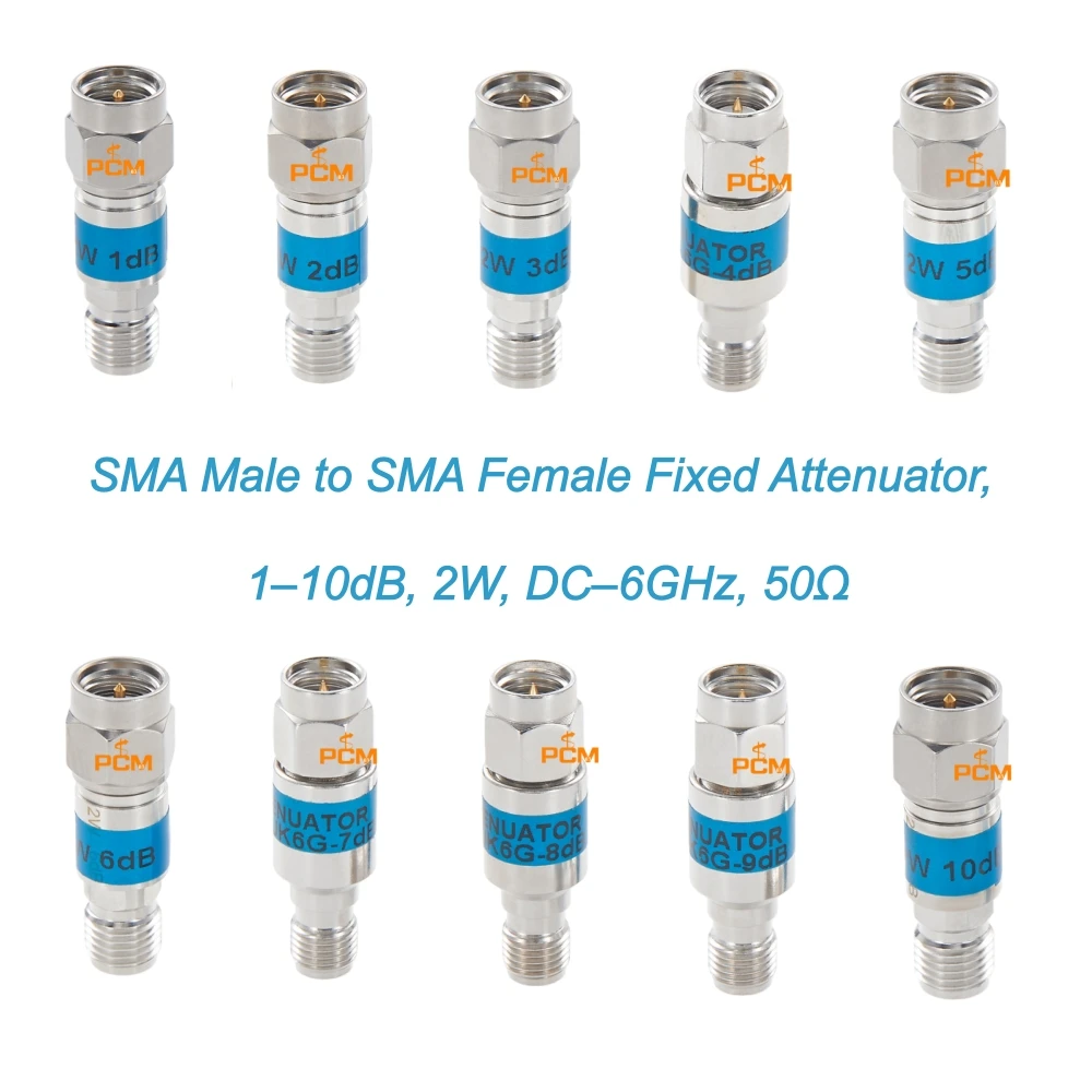 SMA Fixed Attenuator 2W DC-6GHz Frequency RF Coaxial Jack to Plug Connector 50Ω 1 dB/2 dB/3 dB/4 dB/5 dB/6 dB/ 7 dB Attenuation