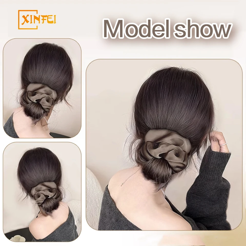 Coque sintético elegante com clipe de garra para mulheres: peruca updo ondulada instantânea, coque sintético chique, confortável e de aparência natural