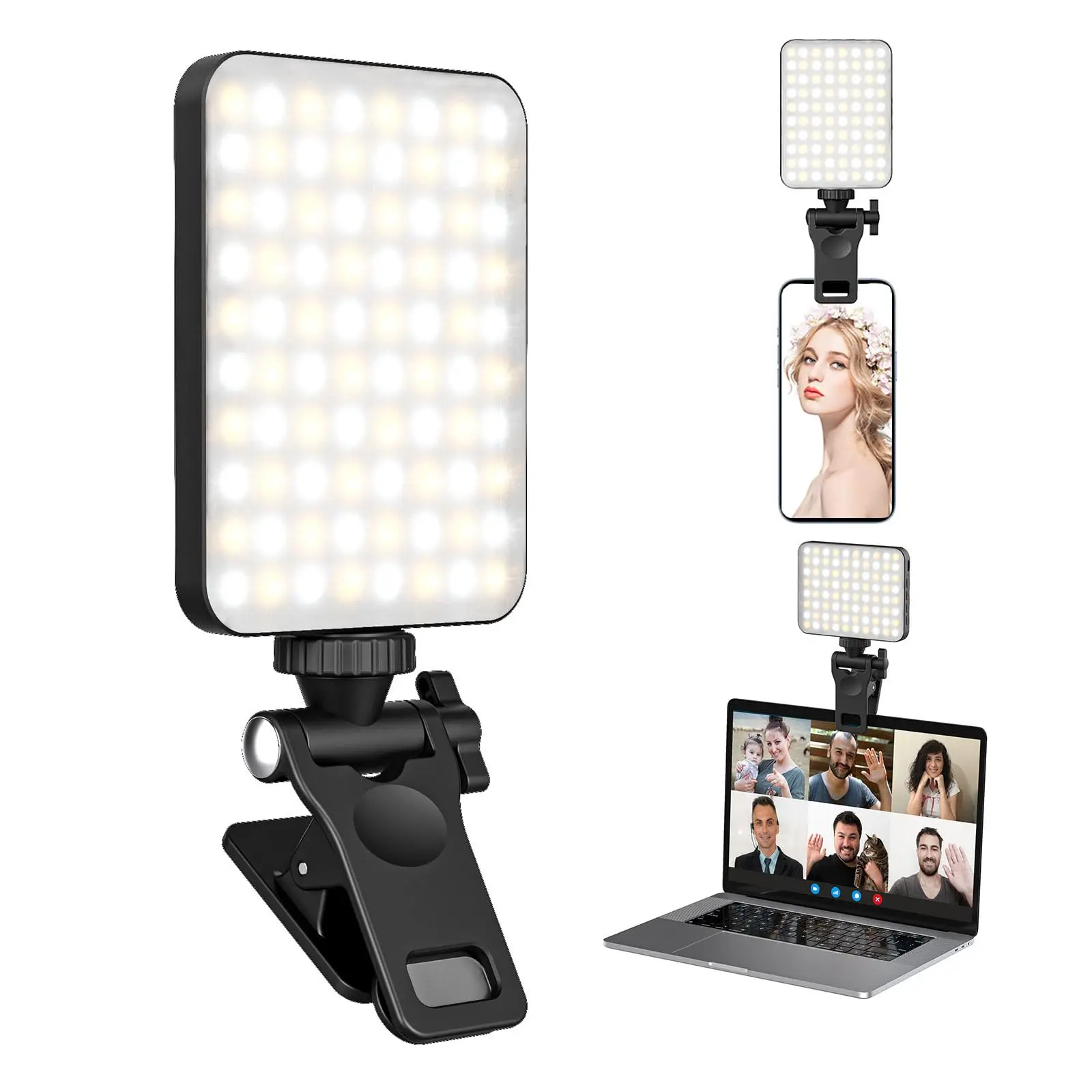 

Rechargeable Selfie Light, Clip Fill Light for Phone Laptop Tablet Portable Light for Video Conference Live Streaming Zoom Call