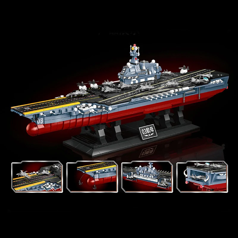 1560Pcs Military WW2 Micro NAVY ARMY Aircraft Carrier Model Building Blocks Technical Warship Battleship Weapon Bricks Toys Gift