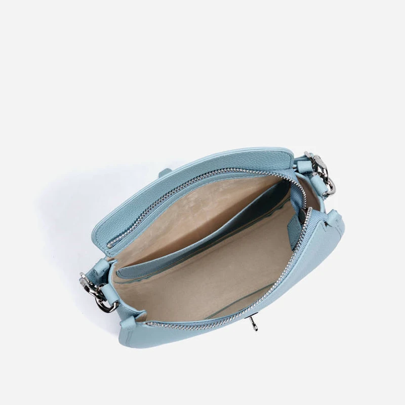 고르피아 여성용 천연 가죽 메신저 백 독특한 잠금장치 이중 지퍼 클로저 럭셔리 숄더백 스타일리시한 수납용