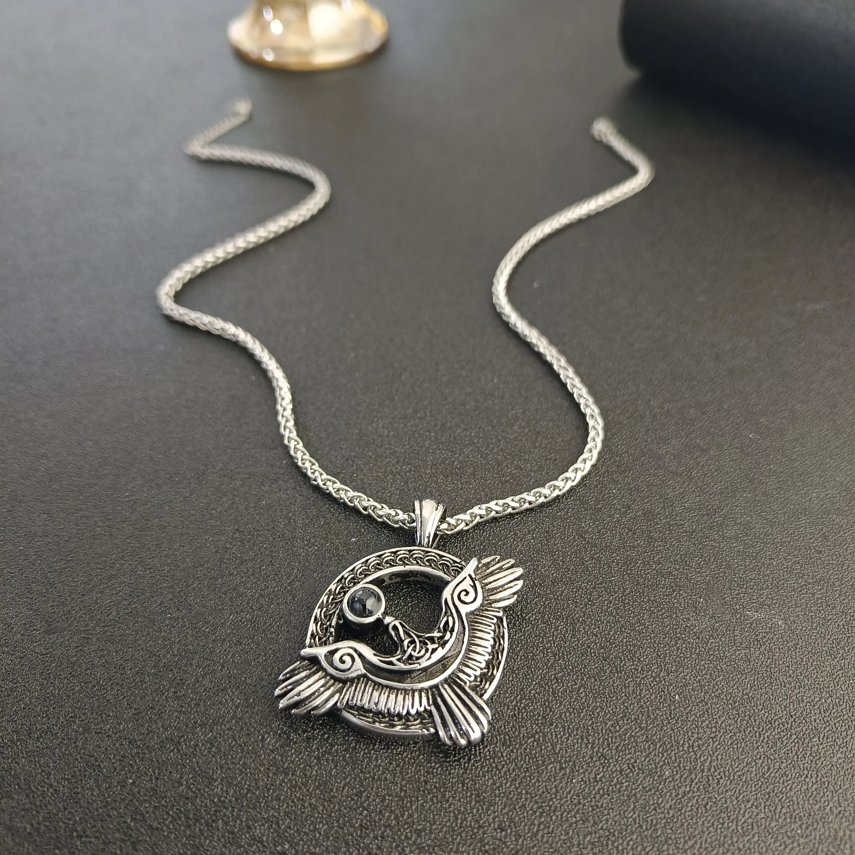 Custom Vintage Photo Projection Necklace Personalized Men’s Stainless Steel Pendant Father’s Day Gift for Boyfriend Husband