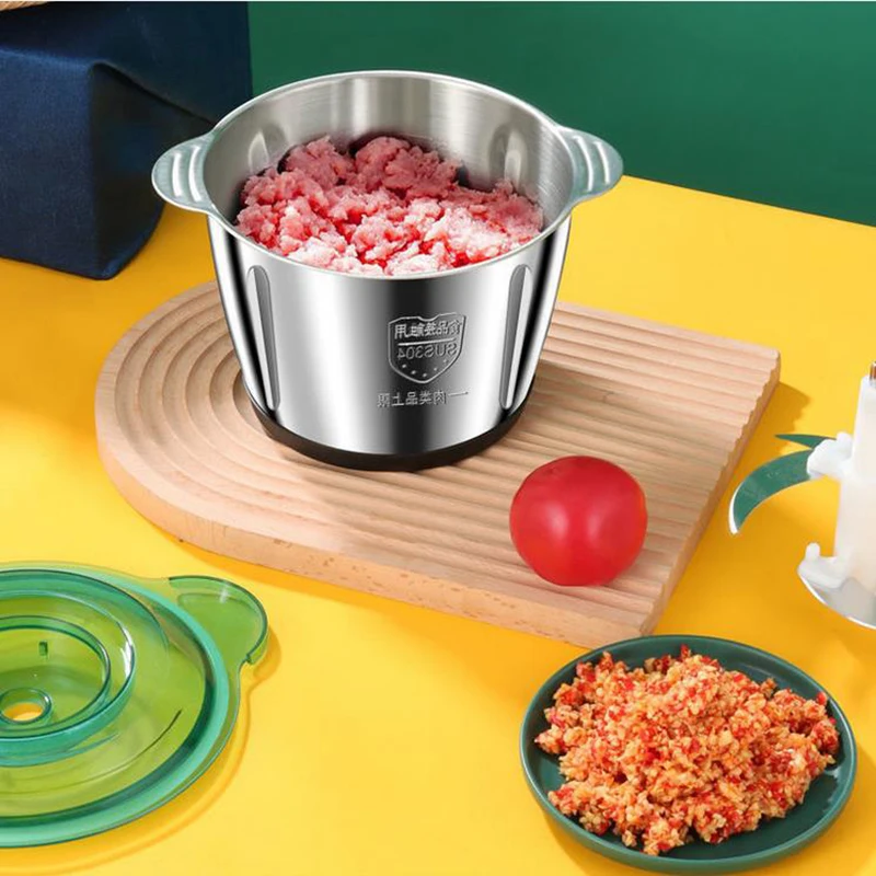 Licuadoras de Cocina, Picadora de Alimentos Eléctrica de 2L, Picadora de Vegetales, Procesador de Alimentos Pequeño, Molinillo de Carne, Mezcladora, Picadora Eléctrica con 2 Velocidades