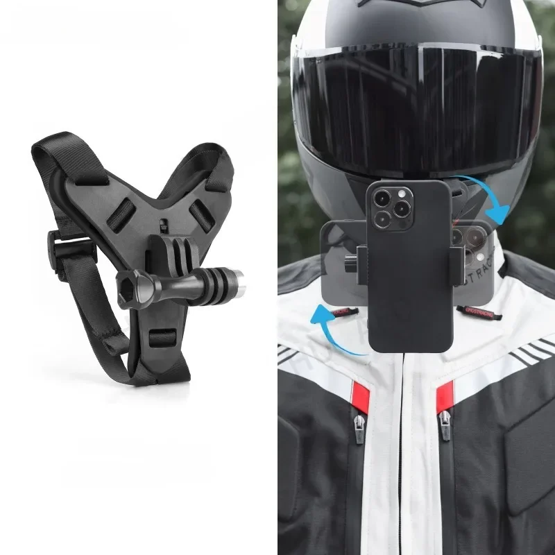 360 stopni mocowanie paska podbródka do kasku motocyklowego z klipsem do telefonu kompatybilne z smartfonami IPhone Samsung, LG, Pixel, Xiaomi — zdjęcie produktu 7