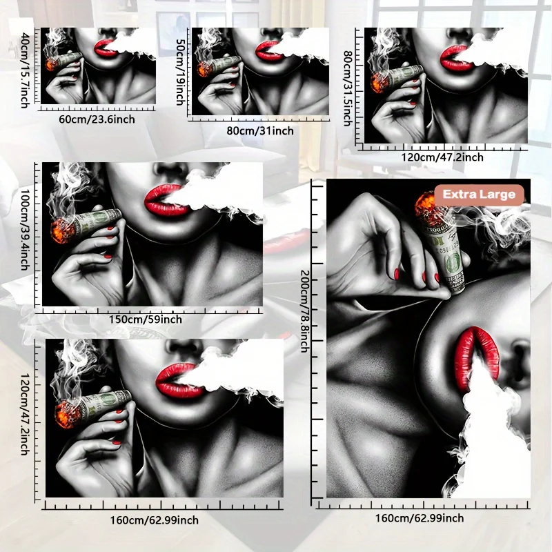 Beauty Smokes Rutschfeste Flächenmatte, einzigartiges Lippenkunst-Design, Bodenmatte, Eingangsbereich, Zubehör, Teppich, Zuhause, Willkommensmatte, Live-Raumteppich – Detail 8