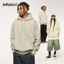 INFLATION 350 GSM Fleece Blank Hoodies Unisex Heavyweight Velvet Cozy Hooded Sweatshirts