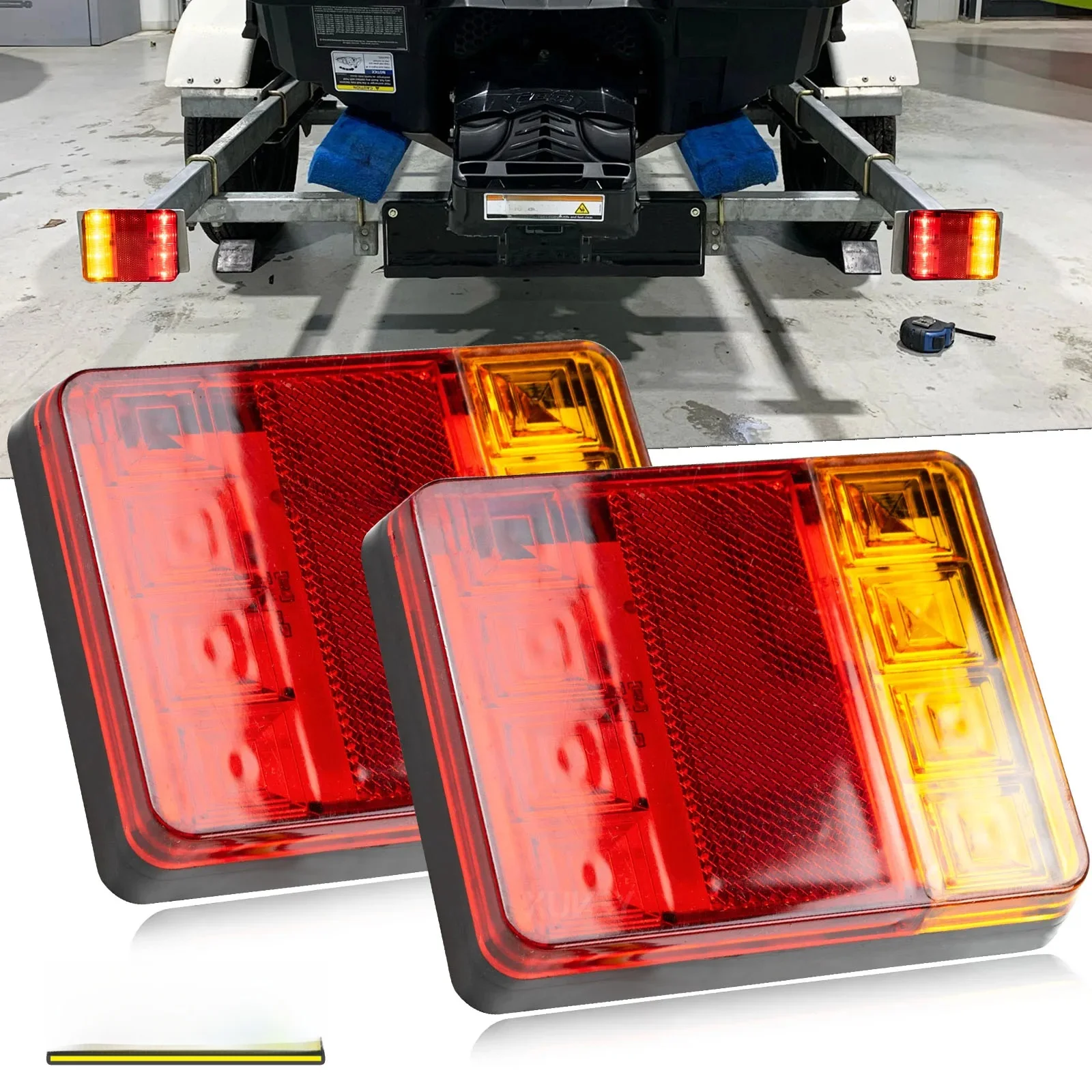 2szt 12-80V Tylne światło tylne 8LED 4-funkcyjna przyczepa kempingowa Ciężarówka Tylna lampa przyczepa kempingowa Skuter śnieżny Ciągnik Camper z reflektorem — zdjęcie 2