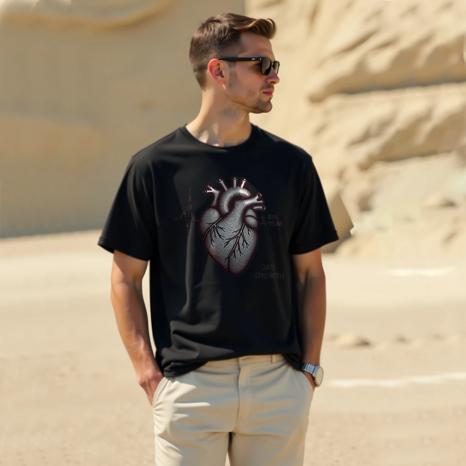 Camiseta Vintage lavada para hombre, camisa de manga corta con estampado de corazón, estilo Harajuku clásico, 250G de algodón, cuello redondo, verano, 2024