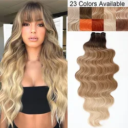 Magicae 150g/pc 27/613 Blonde Synthetic Hair Extension 26“ Body Wave Hair Weave Bundles High Temperature Highlight 613 Brown