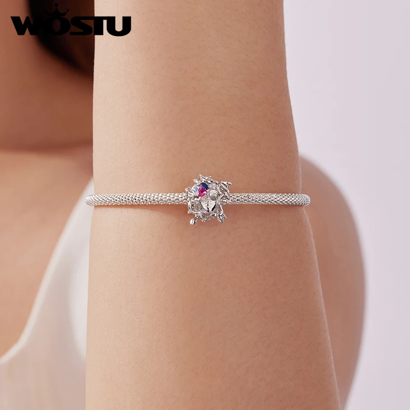 WOSTU 925 فضة العالم بطاقة التارو سحر قلادة للنساء ، الأصلي قوس قزح الخرز DIY صنع المجوهرات #6