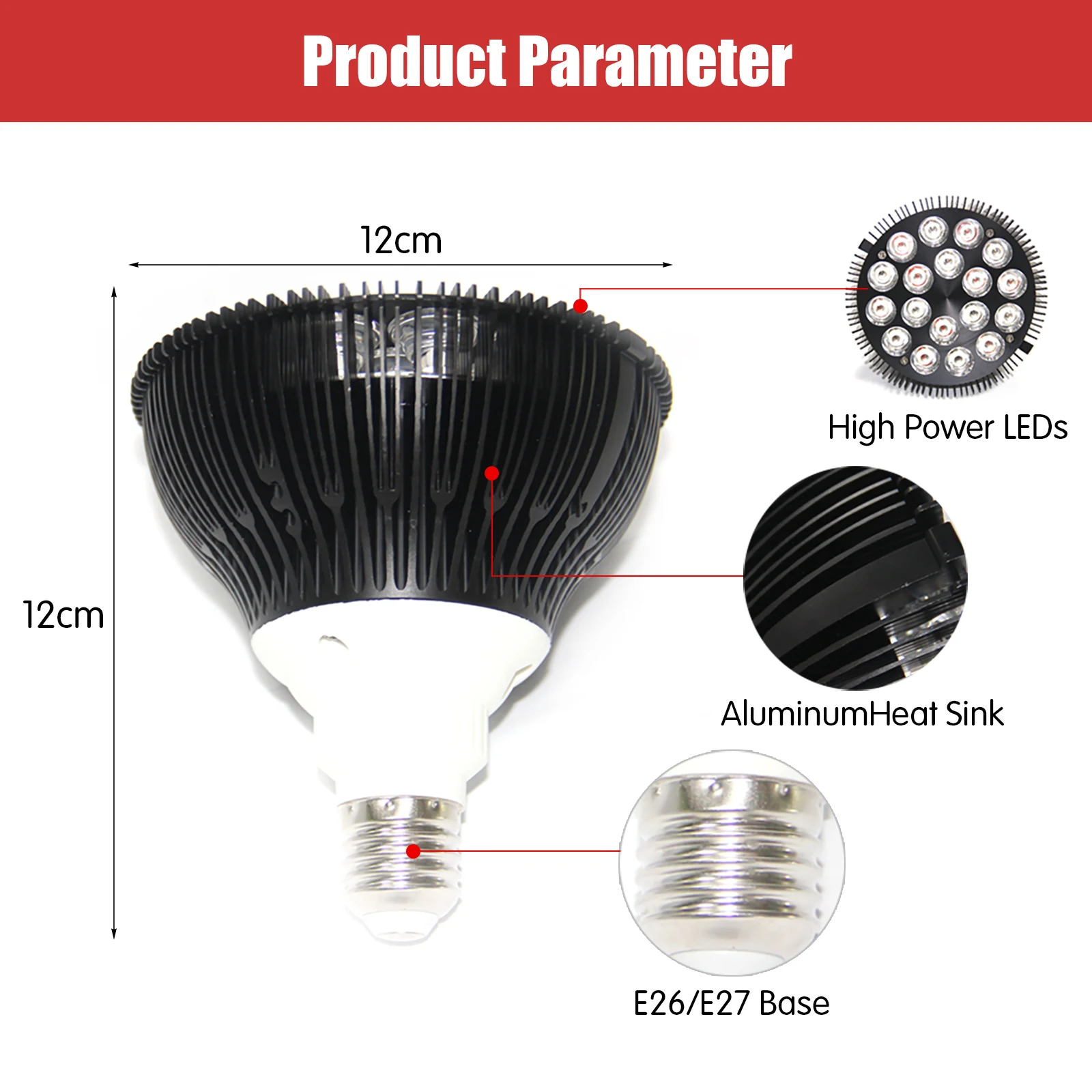 휴대용 LED 적외선 치료 램프, 적색 광선 치료 전구, 54W 레이저, E27 소켓 조절 가능 스탠드, 660m, 850m