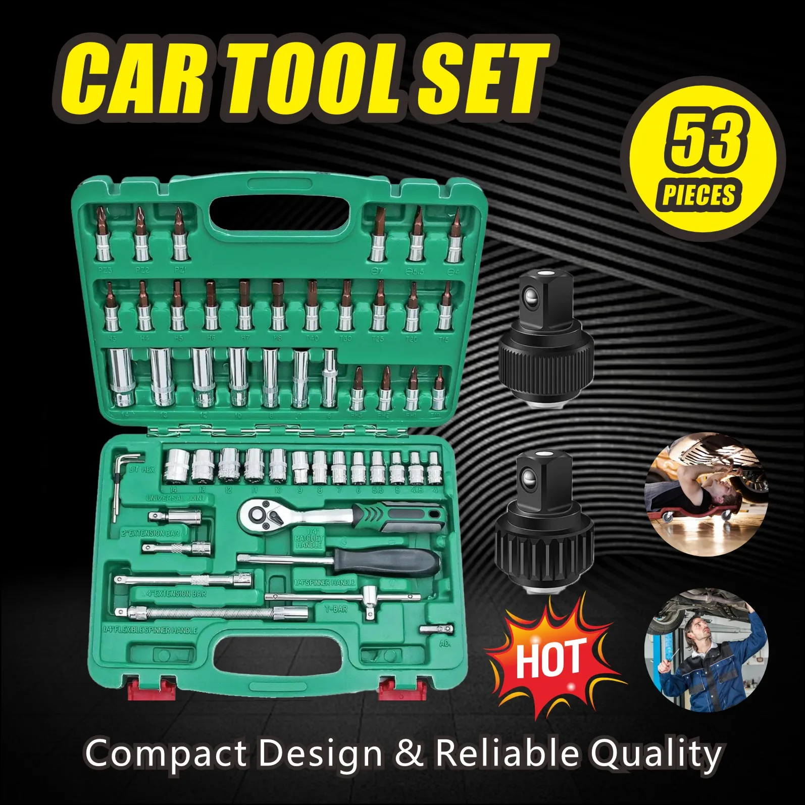 

Набор торцевых ключей, 53 шт., набор универсальных ключей с храповым механизмом, профессиональный набор инструментов для механического оборудования для ремонта дома и автомобиля