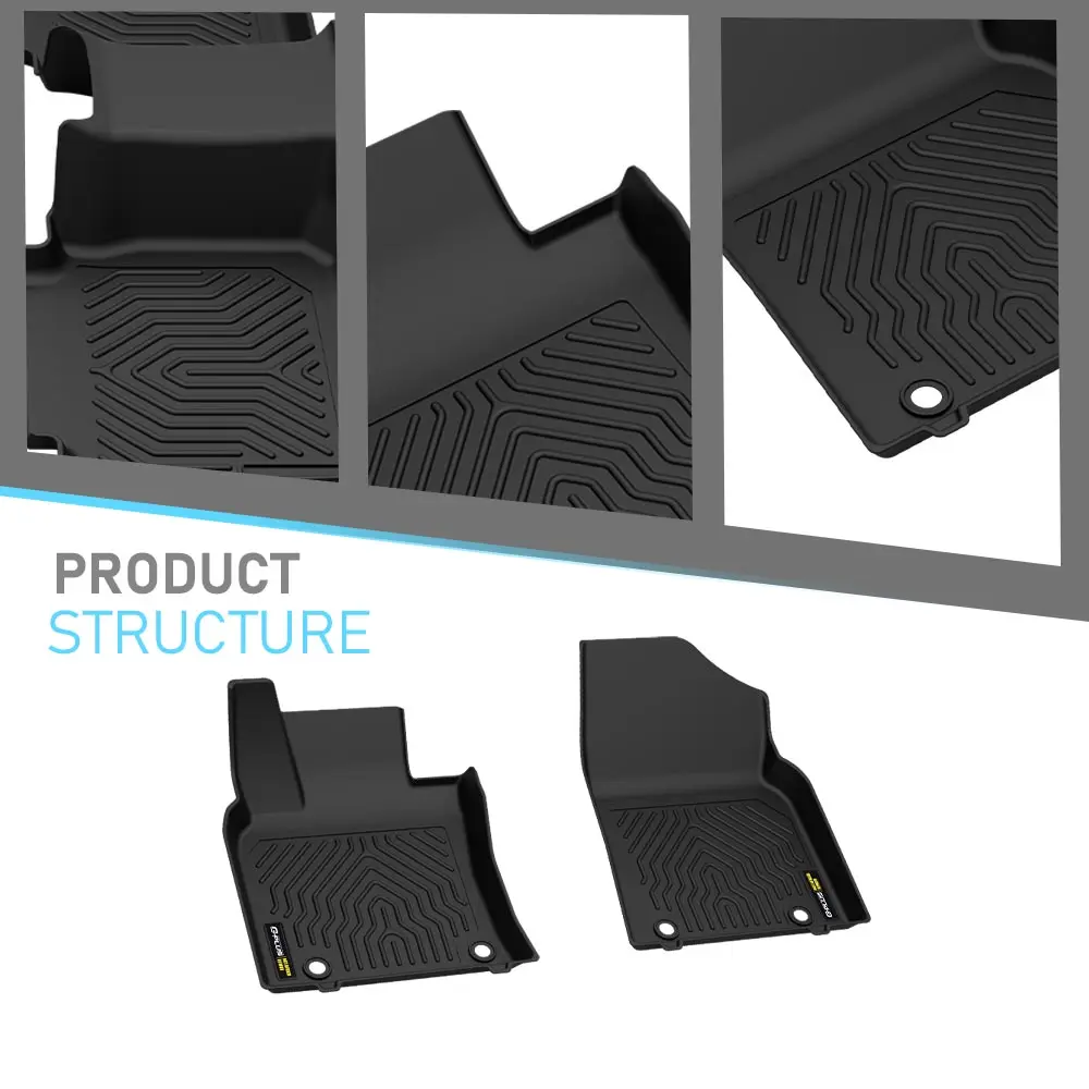3-Piece Set of Tpe Car Floor Mats Suitable for the First and Second Rows, Fits 2018 Lexus Es200, All-Weather Non-Slip, Easy to Clean, Easy to Install