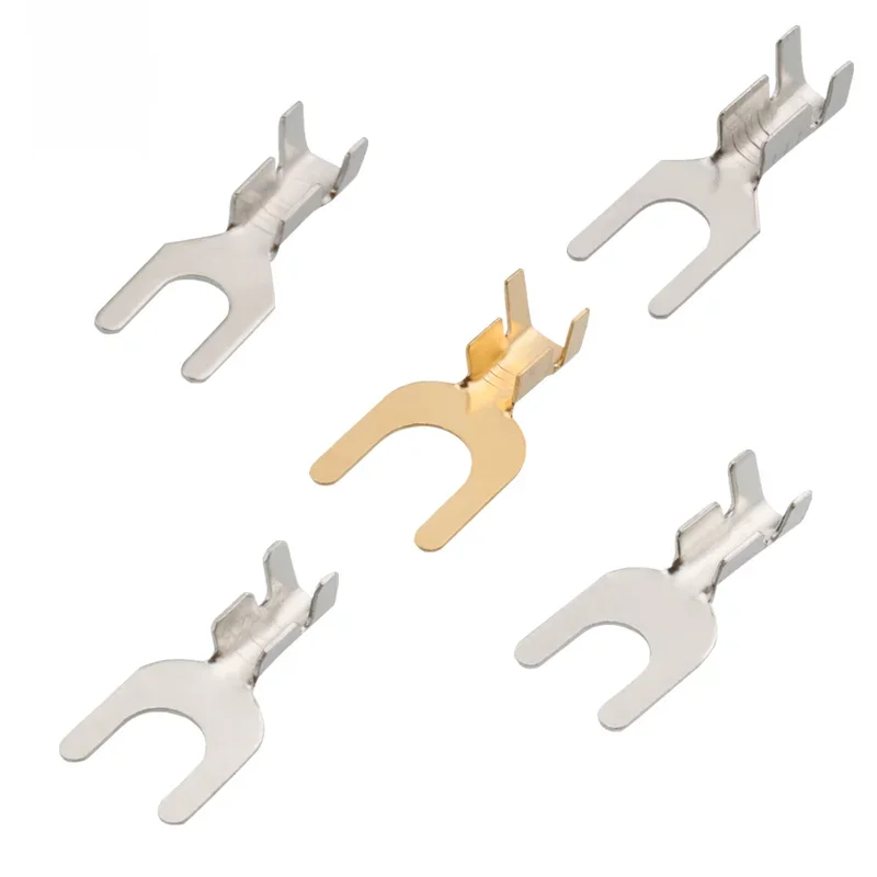 100 szt. W kształcie widelca gołe tłoczone na zimno zaciskane końcówka w kształcie litery Y 3.2mm 4.2mm 5.2mm 6.2mm 8.2mm złącze przewodu kabla samochodowego — zdjęcie 2